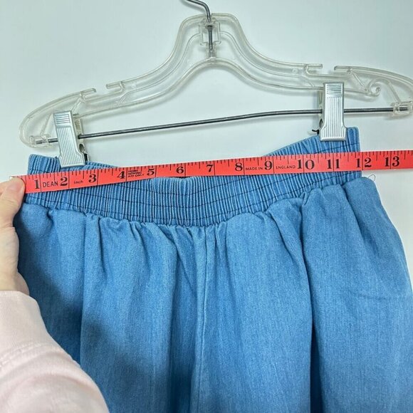 High Waist Flouncy Chambray Denim Shorts Blue - Picture 8 of 9